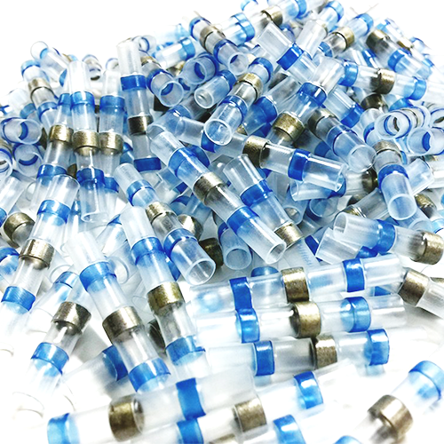 100 Pack Heat Shrink Butt Connectors Marine Grade Waterproof Electrical Crimp Wire Kit - Tinned Blue Copper Insulated, for Boat,Truck, Stereo, Joint Heat…