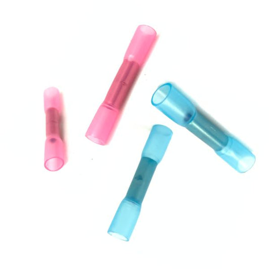 100 Pack Red Solder Seal Wire Connectors, Marine Grade Heat Shrink Wire Butt Crimping Connector