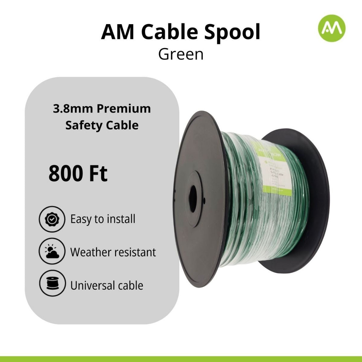 Boundary Wire 6 AWG Premium Safety Cable 3.8mm Thick - Green
